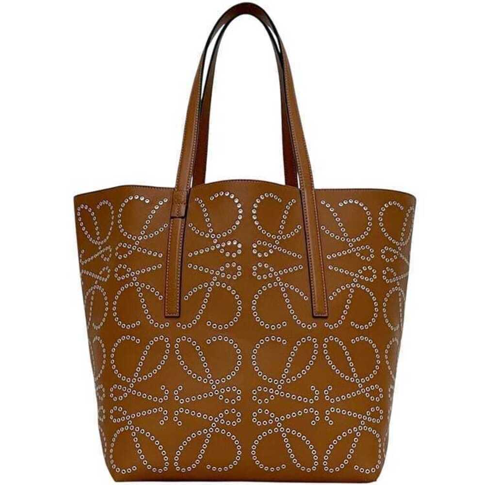 Loewe T Tote Bag Brown Anagram Studded Leather Studs Shoulder All over T TOTE